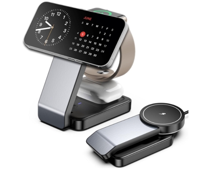Cargador inalámbrico magnético, soporte de cargador Mag Safe, estación de carga inalámbrica plegable para iPhone 15 14 13 Pro Max, estación de carg...