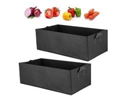 2 Bolsas De Cultivo Rectangulares, Contenedores De Plantación Para Exteriores, Macetas De Fieltro Para Jardín