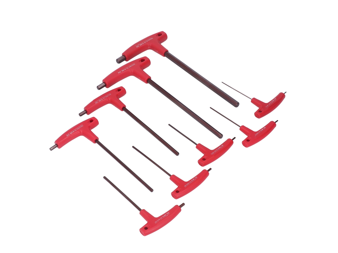 Conjunto De Chaves Hexagonais T Handle 9 Peças S2 Resistente À Corrosão Para Reparo De Veículos