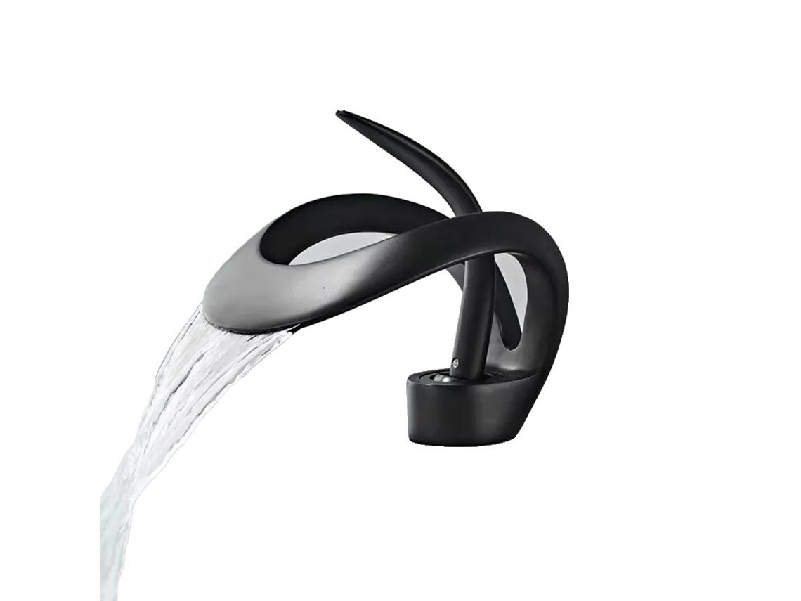 Grifo para lavabo, acabado bronce antiguo, doble manija, negro