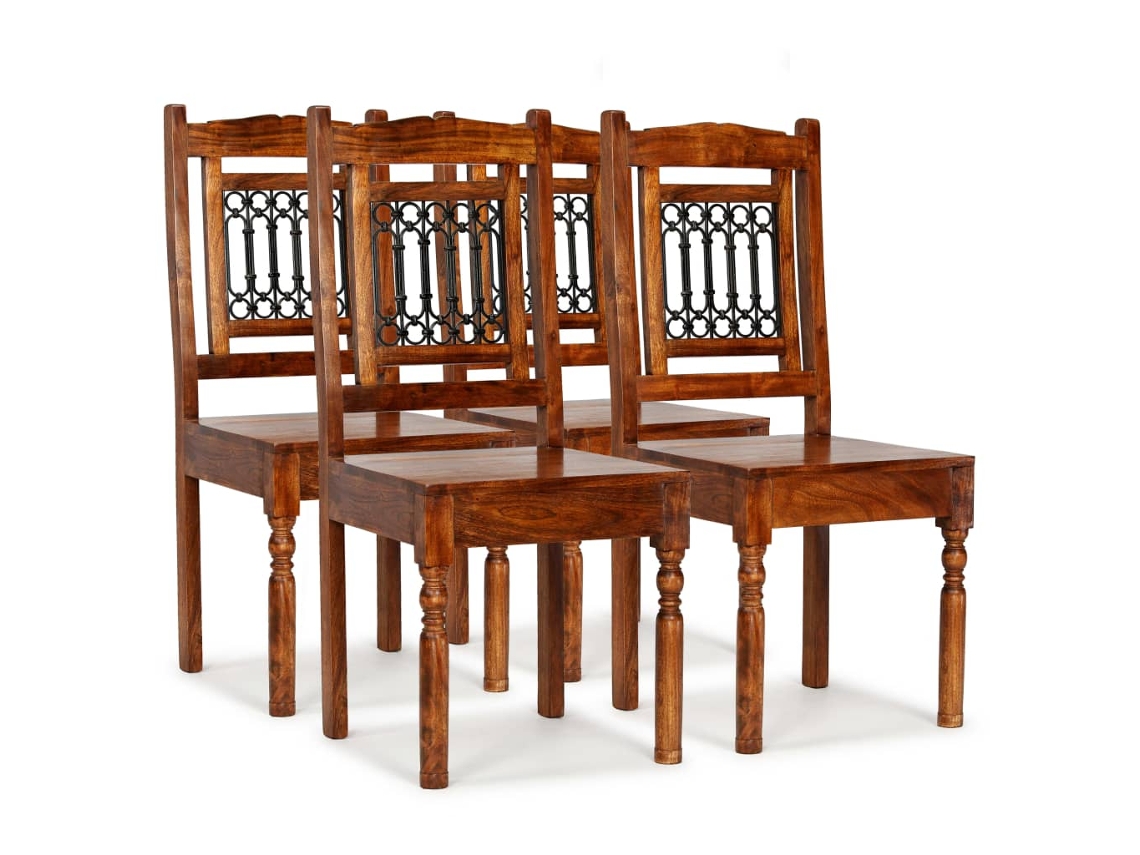 Sillas de comedor 4 piezas de madera maciza clásicas DKD HOME DECOR