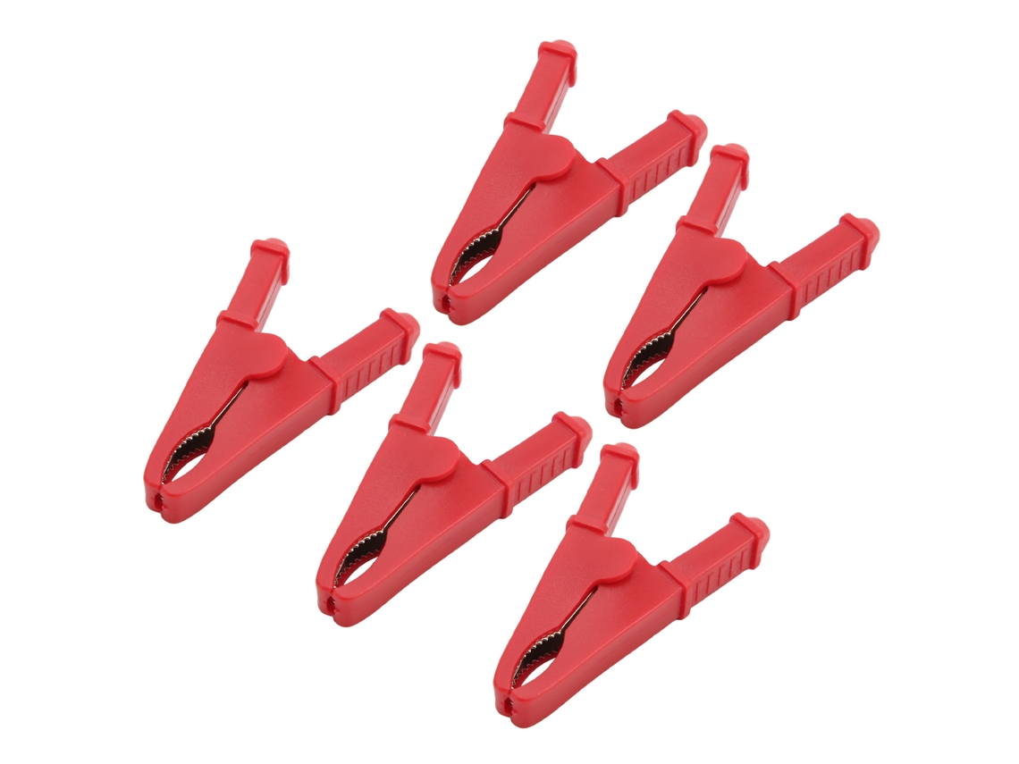 5 Pinzas De Prueba Rojas Con Buena Conductividad Eléctrica, Resistentes A La Corrosión, Para Pruebas Eléctricas, Mini Aisladas.