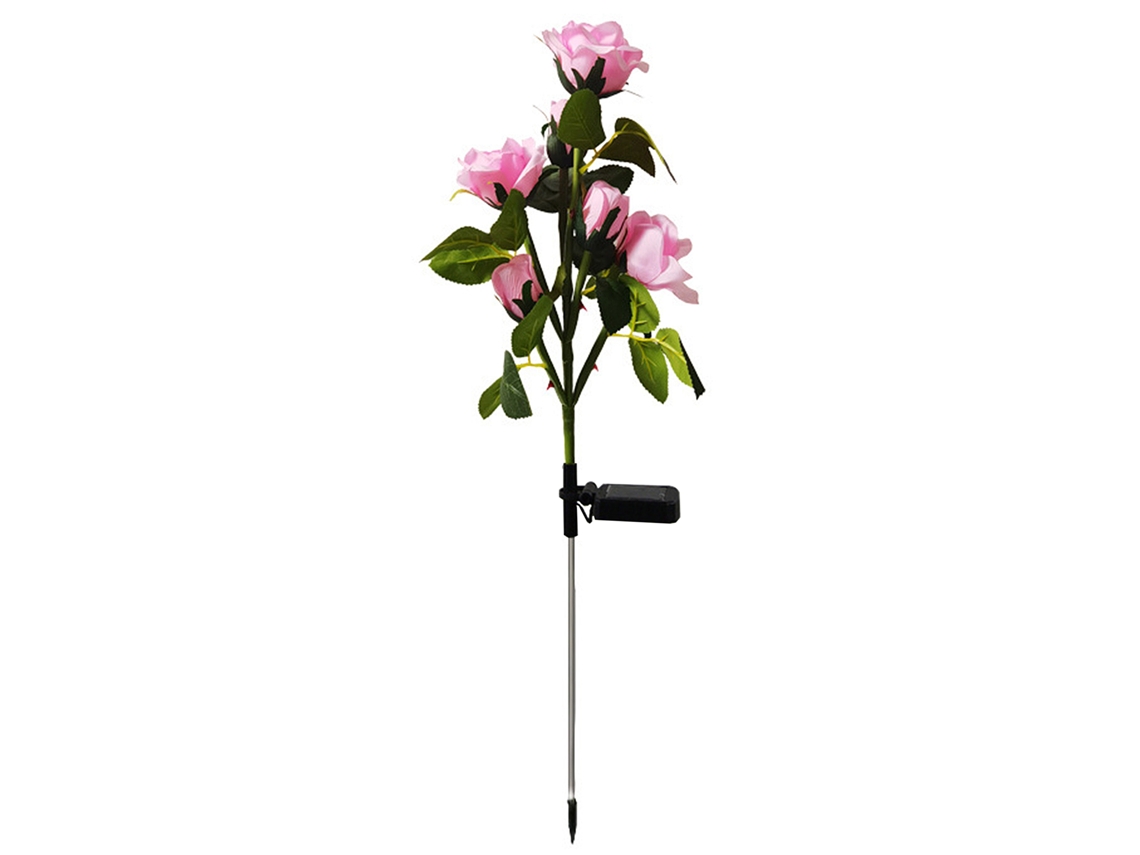 Lámpara solar decorativa rosa para jardín exterior