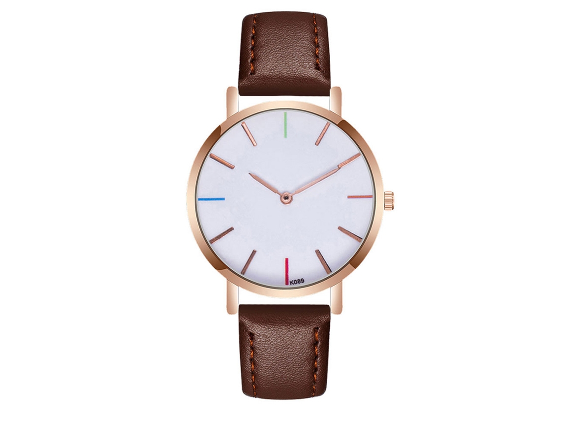 Reloj De Pulsera Informal Para Hombre Con Correa De Piel Sintética Y Movimiento De Cuarzo (marrón Oscuro)