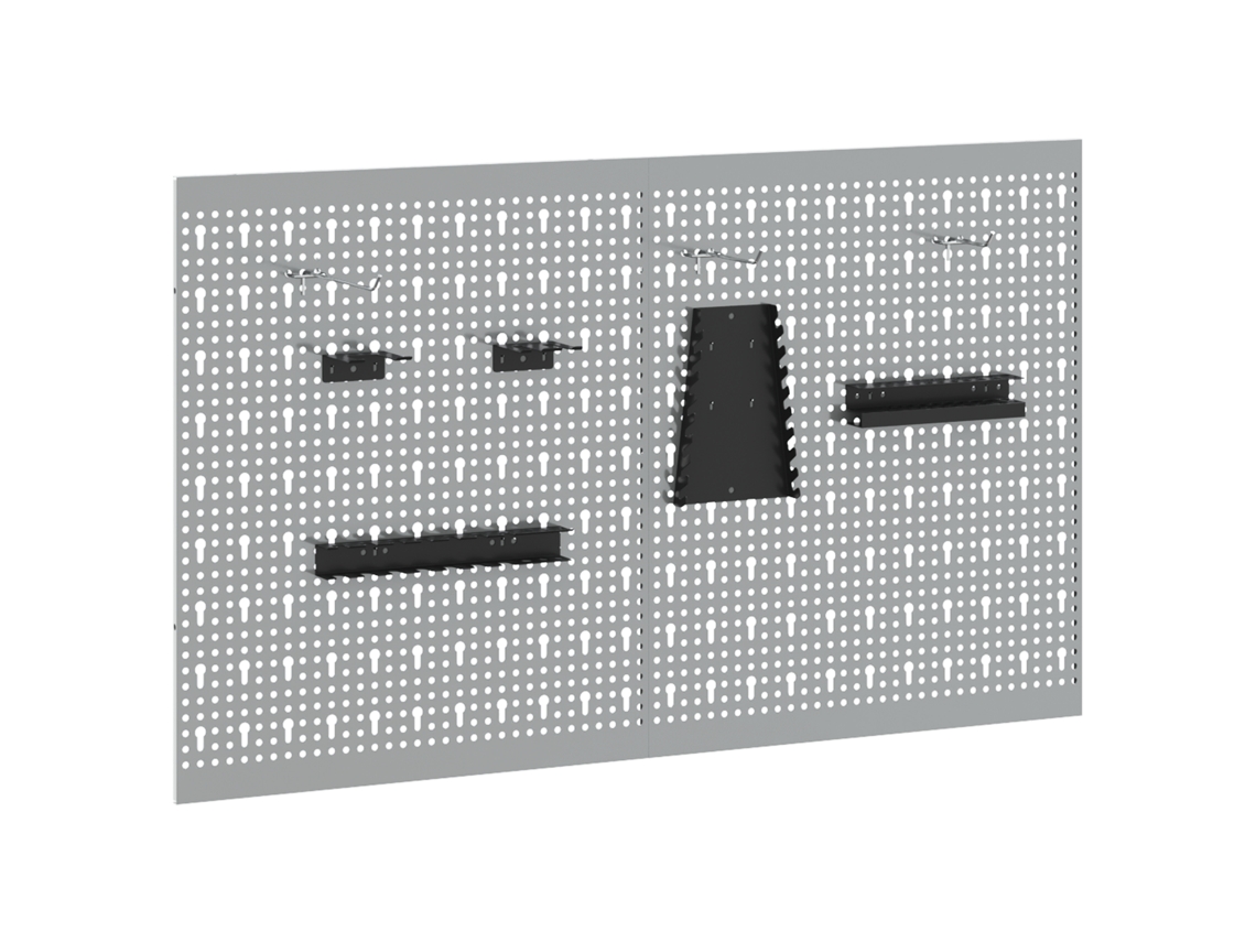 Panel organizador de herramientas industrial de acero vidaxl gris acero (100 x 1 x 60 cm)