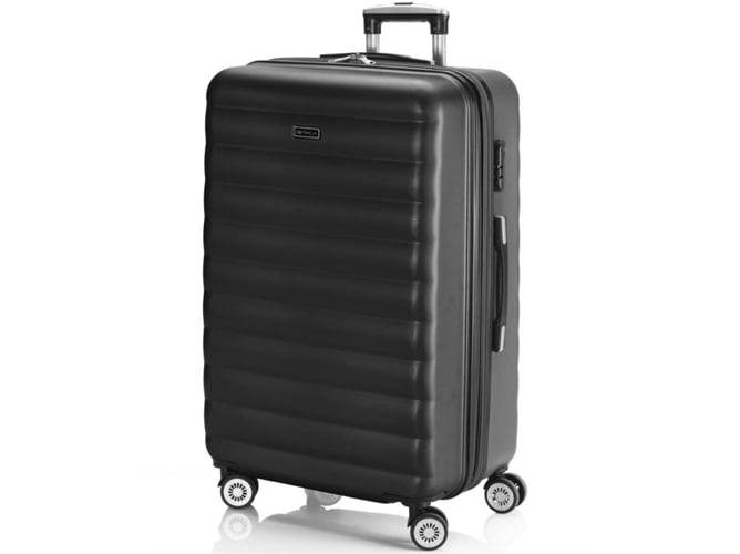 Maleta de Viaje Grande ITACA Rígida 4 Ruedas Negro (75x49x30-34cm - 119L)