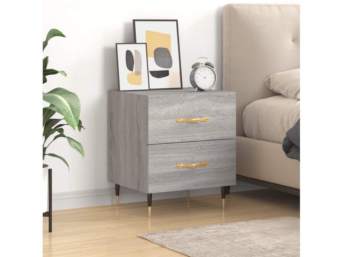 Mesita de Noche 40X35X47,5 Cm Derivados Madera Sonoma Gris