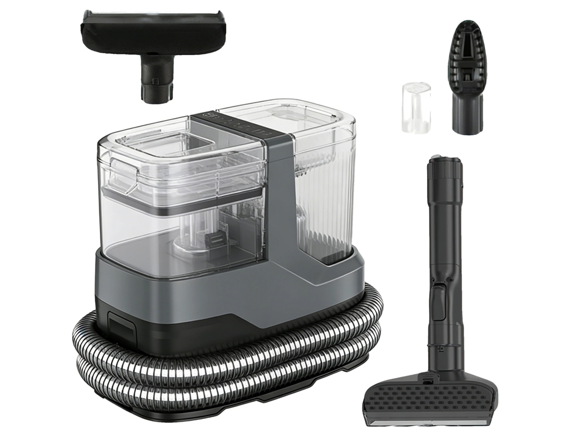Limpiador a vapor, potente succión, diseño de doble depósito de agua, 1200 W, 17 kPa.