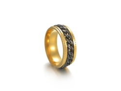 Anillo Giratorio Antiestrés Para Hombre, Acero Inoxidable Negro, Con Cadena, Ideal Para Regalar, Tamaño 52 Mm, Diámetro 16,5 Mm.