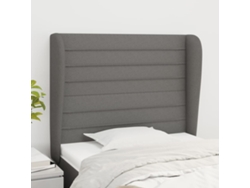 Cabecero con orejas de tela gris oscuro 93x23x118/128 cm