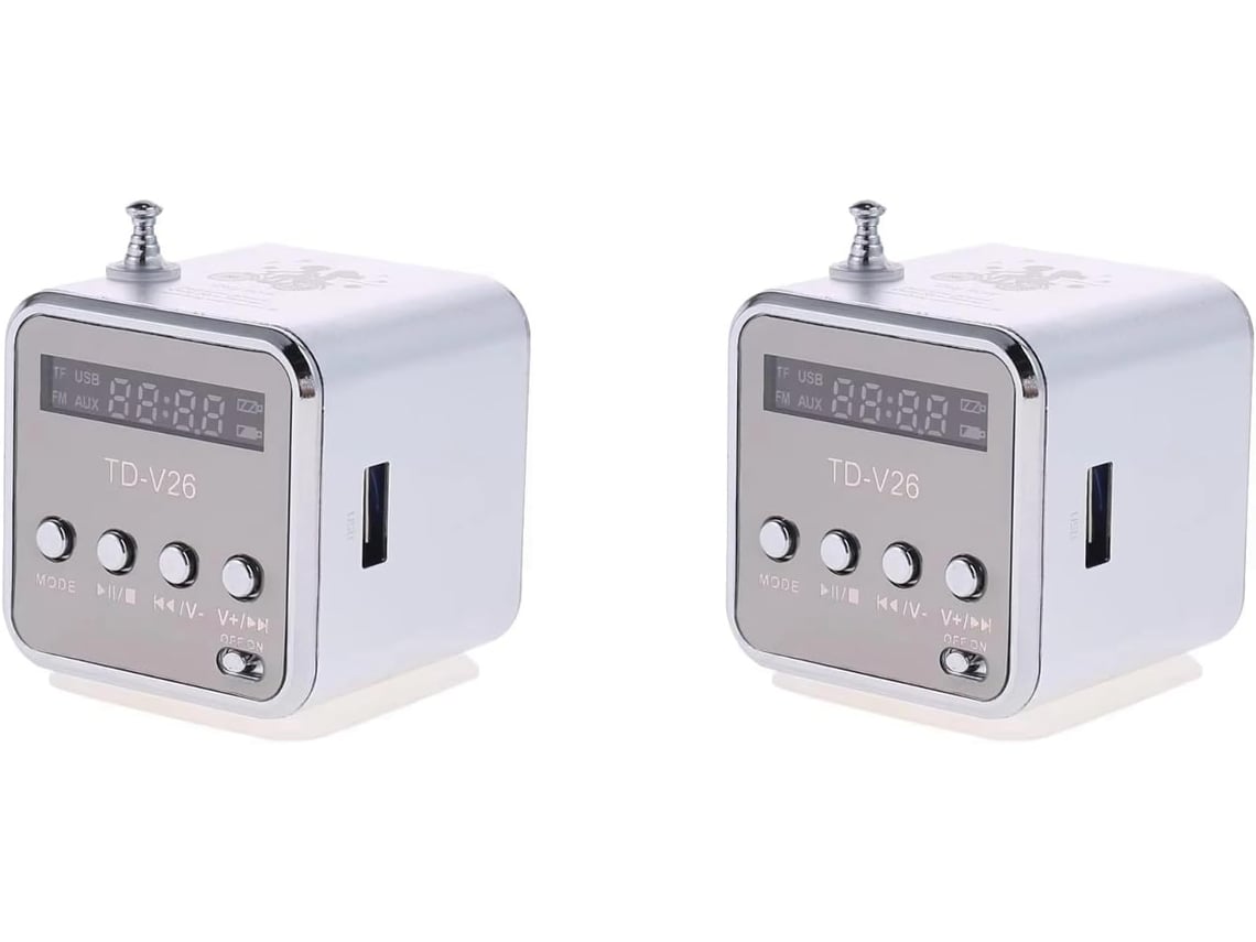 2 Altavoces Portátiles Mini Td V26 Compatibles Con Tarjeta Tf, Radio Fm, Reproductor De Música Estéreo, Entrada Aux Y Bluetooth.