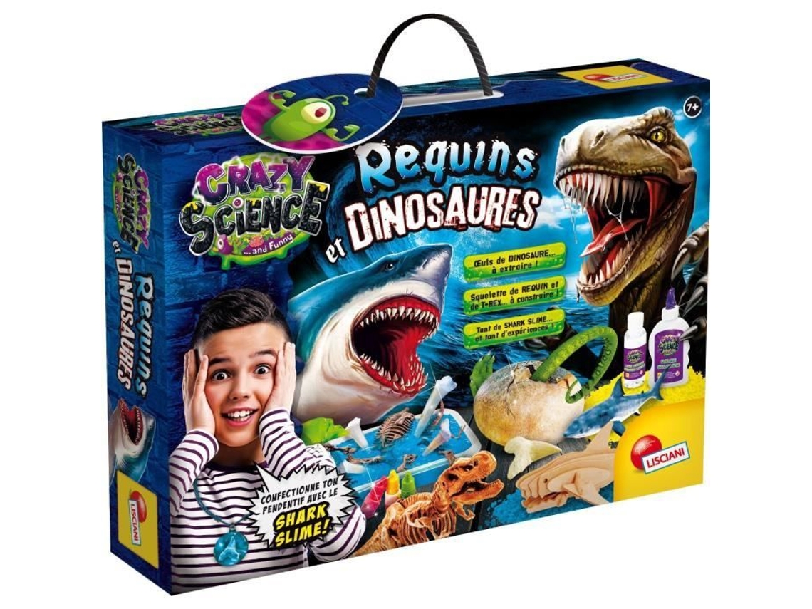 Kit de ciencia de Lisciani Ciencia loca Tiburones Dinosaurios Slime y huevos para excavar Depredadores fascinantes Lisciani Giochi