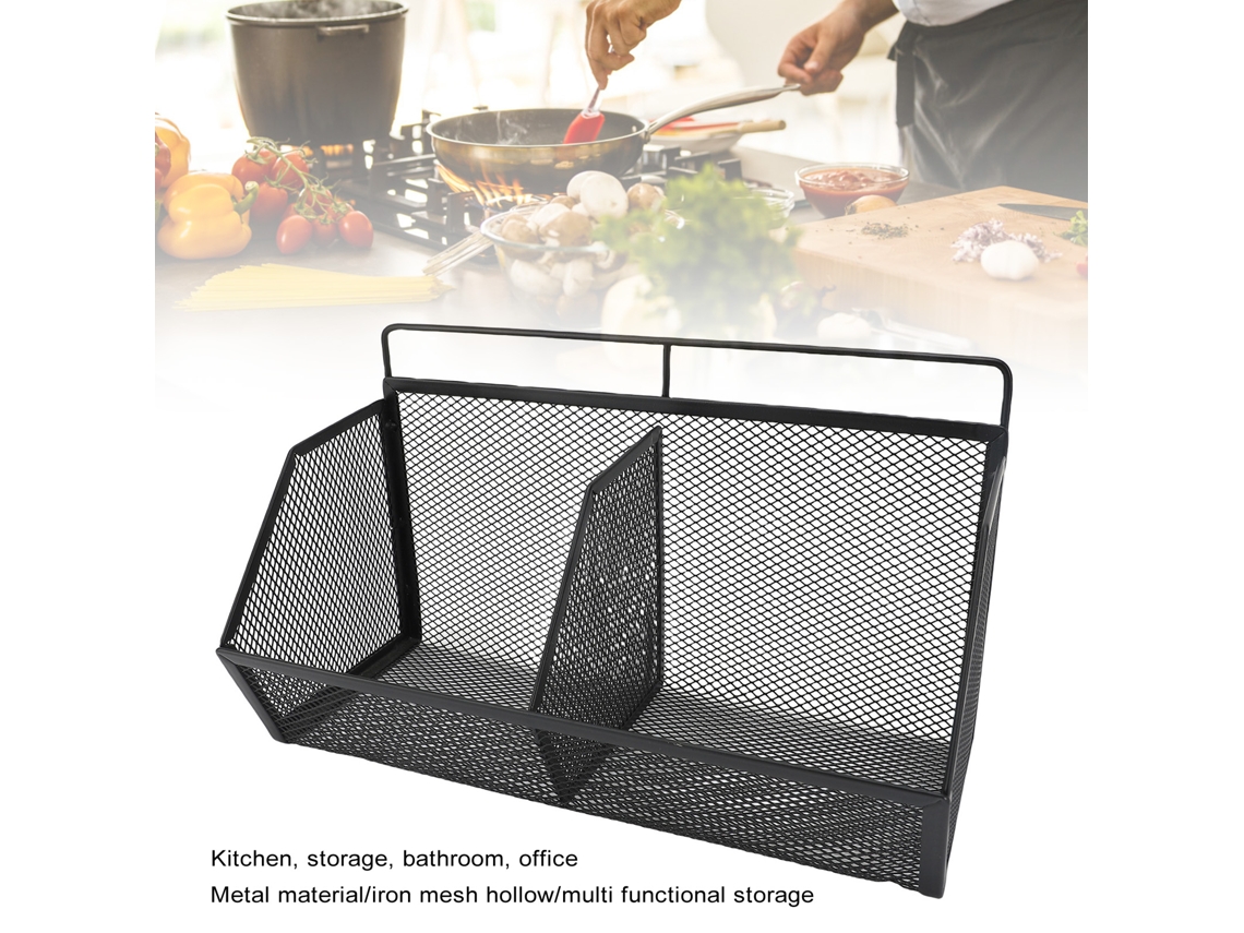 Cesto de Cozinha Pendurado Sem Furo Adesivo de Metal 25,5x10x15cm com 2 Adesivos