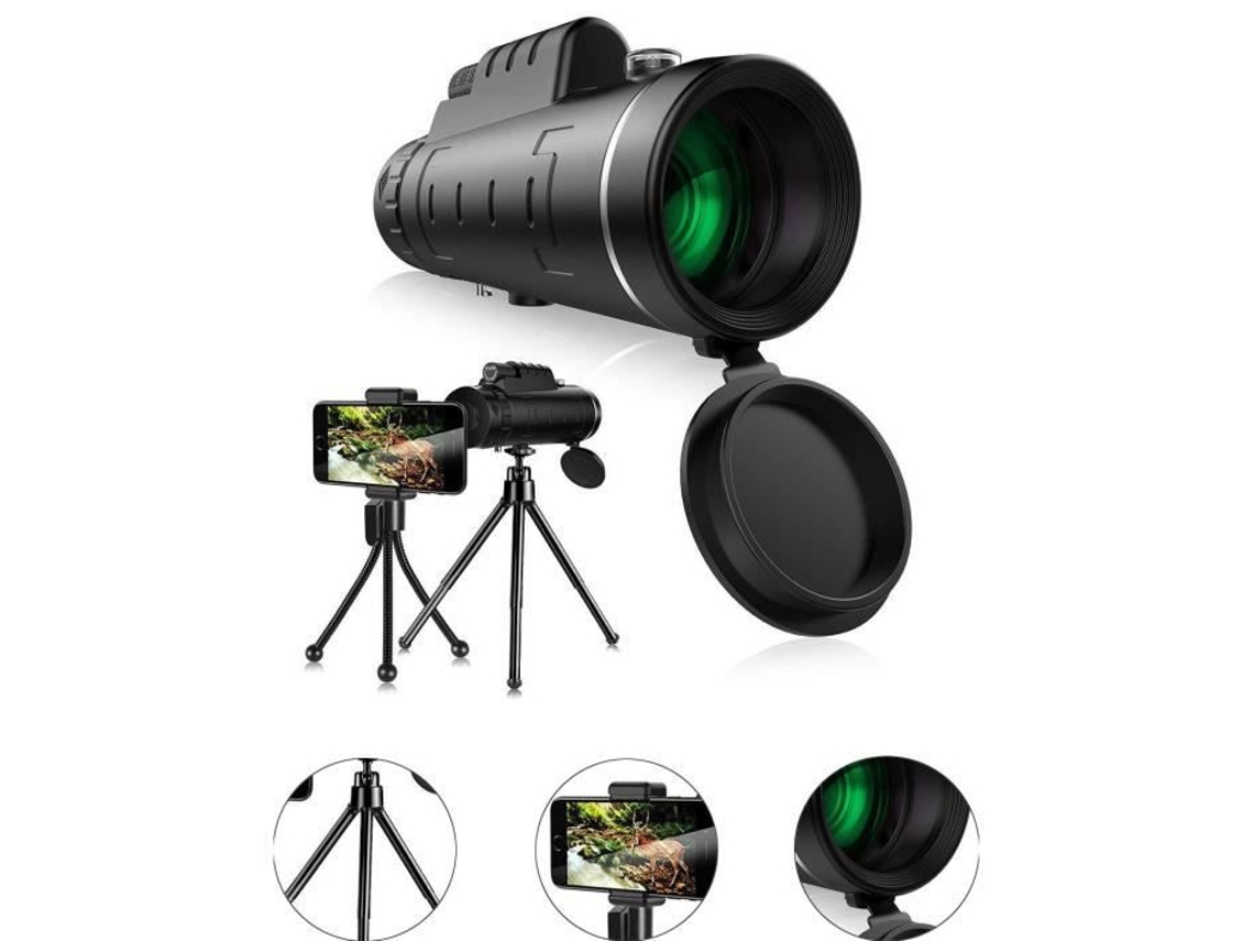 Potente telescopio monocular con zoom óptico 40X60 HD lente telescopio monocular trípode universal teléfono clip SANLIN BEANS