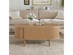 Mesa De Centro Ovalada Y Ajustable Con Espacio De Almacenamiento.