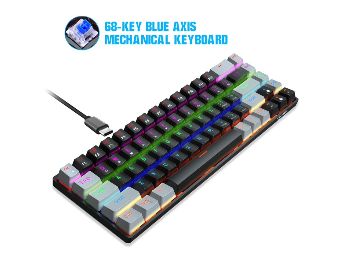 Teclado Gaming TRUMSEN V800 RGB (Mecânico - Português - Negro )