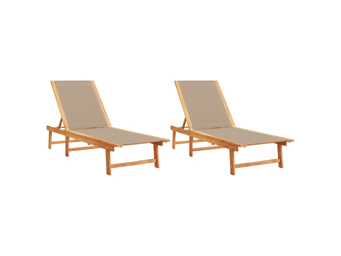 Maison Exclusive - Tumbonas 2 Unidades Madera Maciza De Acacia Y Textileno Taupe