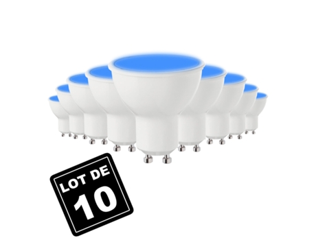 Lote de 10 bombillas GU10 7W azules EUROPALAMP