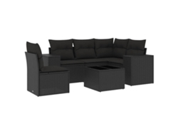 Maison Exclusive - Set De Sofás De Jardín 6 Piezas Y Cojines Ratán Sintético Negro