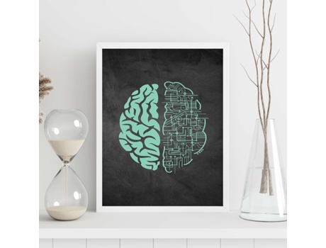 Póster NACNIC Verde-Azul de Conexion Cerebral. con Fondo Negro Estilo Pizarra. .