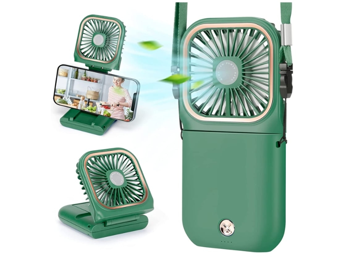 Mini Ventilador de Mesa Portátil ENZON USB 3 Velocidades Design Verde