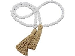 Collar De Madera Con Cuentas Y Flecos Para Decoración De Paredes Y Fiestas En El Hogar (blanco)