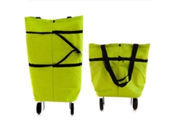 Carrito de compras plegable portátil 2 en 1 con ruedas y rodamientos ligeros GOKOCO (verde)