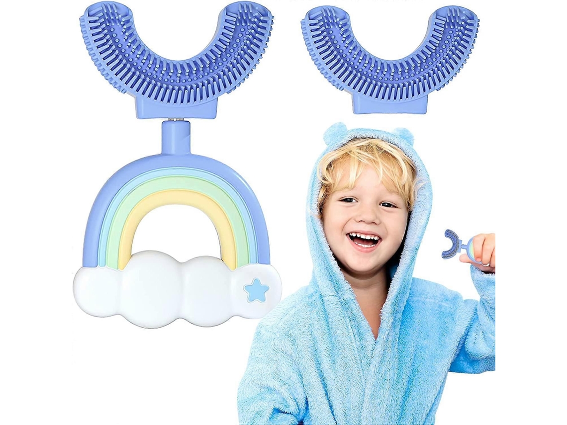Cepillo de dientes infantil en forma de U con doble cabezal, silicona extrasuave, libre de BPA y de calidad alimentaria. GOKOCO