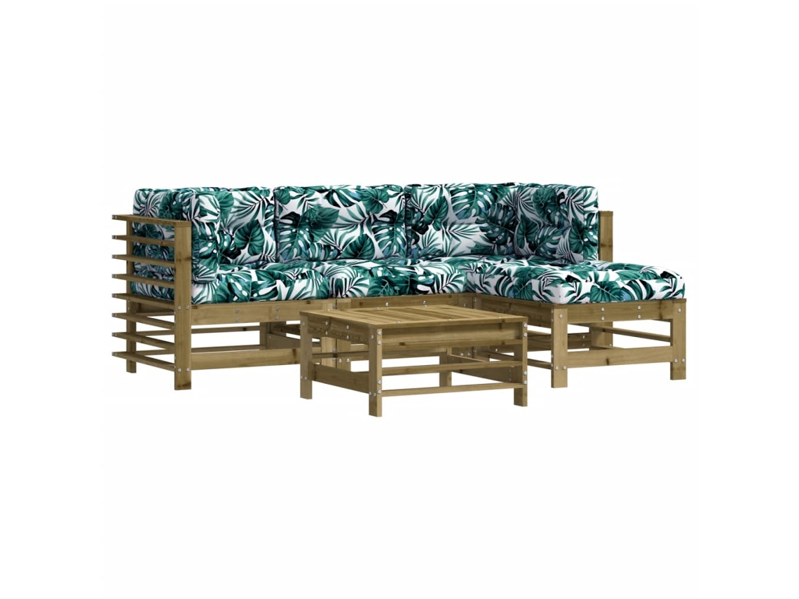 Maison Exclusive - Conjunto de salón de jardín de 5 piezas con cojines impregnados de pino