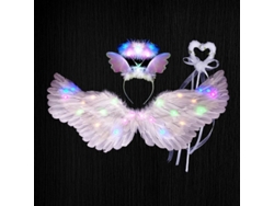 Alas De Ángel Con Luces Led, Anillo De Ángel, Disfraz De Ángel Blanco 80*40cm Multicolor