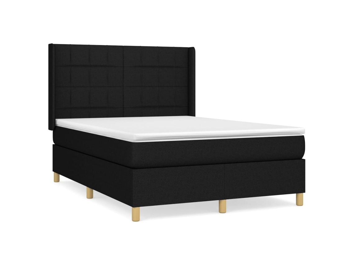 Maison Exclusive - Cama Box Spring Con Colchón Tela Negro 140x200 Cm