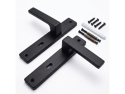 Relaxdays Juego De Manillas Para Puerta, Herrajes Buntbart, Con Muelle, 23,5×13,5 Cm, Placa Larga, Metal, Negro Mate