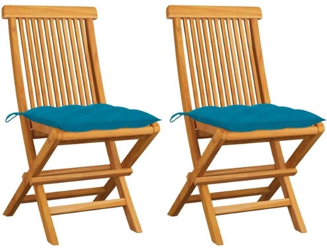 Conjunto 2 Silla de exterior VIDAXL Azul Teca (47x60x89 cm)