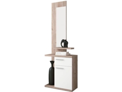 Mueble de Entrada HOMESOUTH Enter  (Blanco - Nelson - Melamina - Mueble: 60, 5 x 68,5 x 27,5 cm espejo: 117,5 x 30,2 x 2 cm )