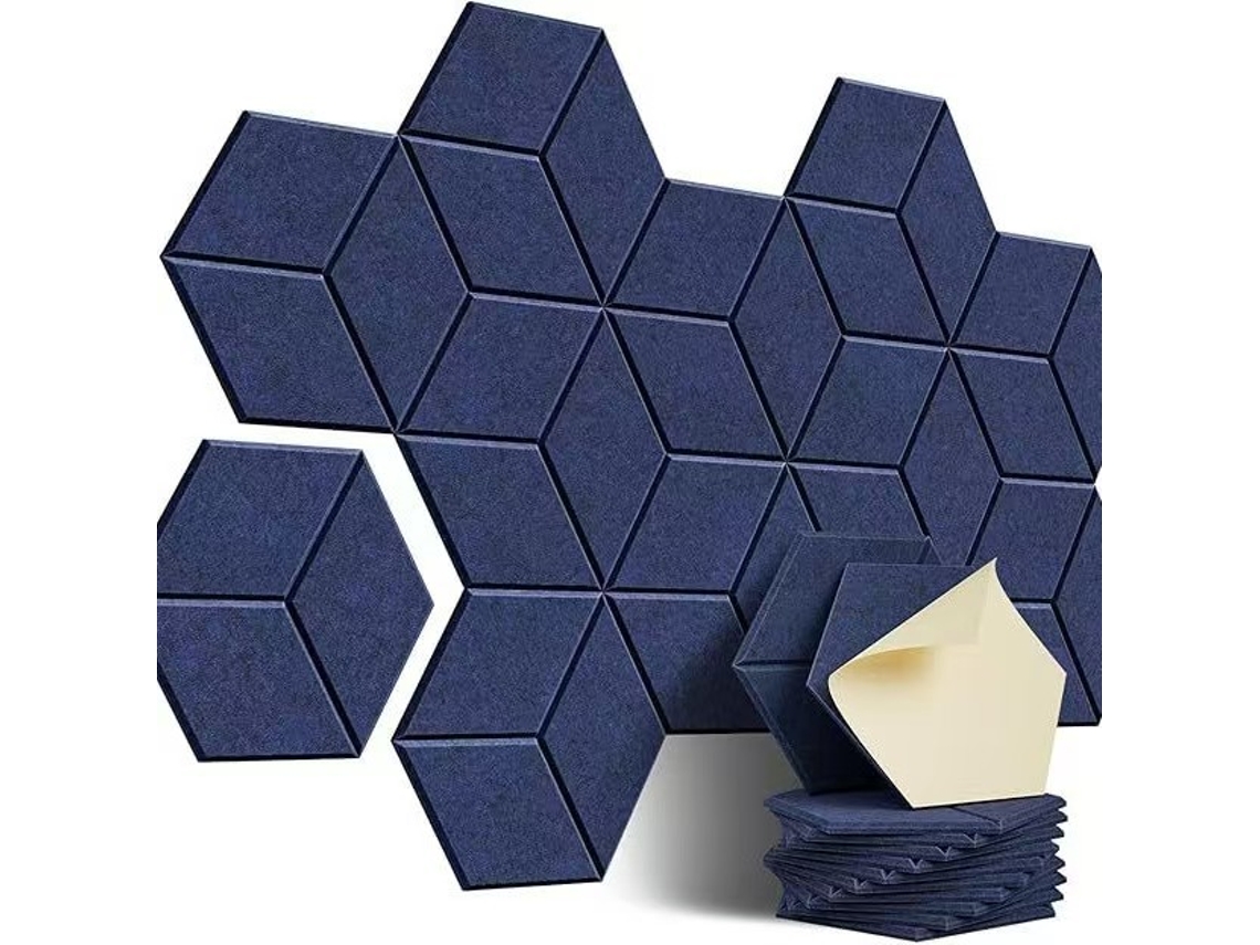 Paneles Acústicos Autoadhesivos De Fibra De Poliéster Para Tratamiento Acústico (12 Unidades, Azul/30x26cm) Gertiz