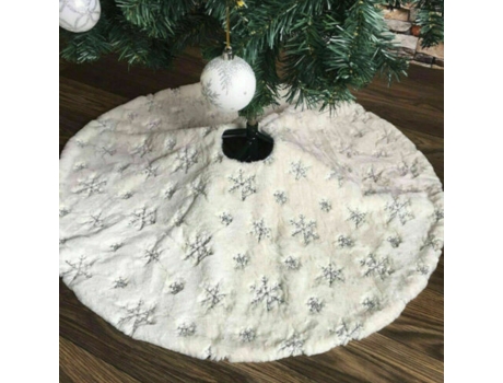 Base de falda de árbol de Navidad de piel sintética para Navidad, alfombrilla de suelo, decoración de adornos (plata)