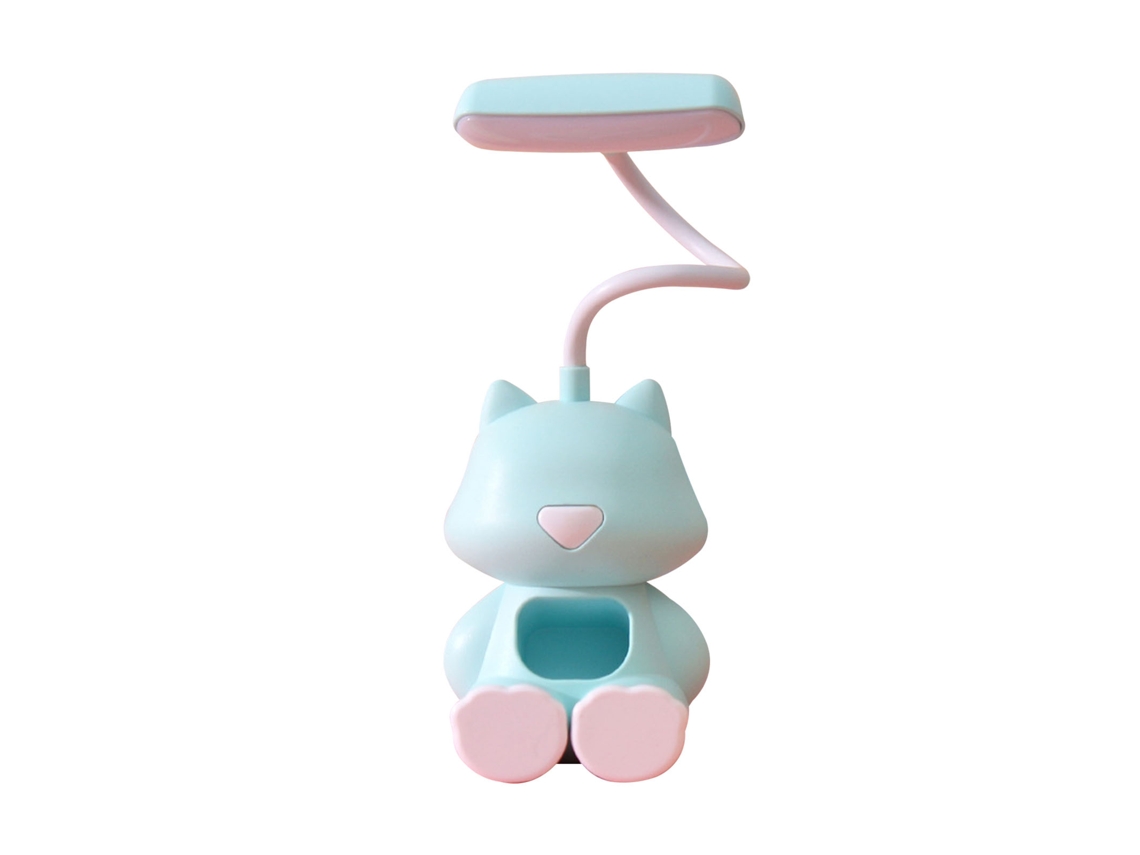 Lámpara de oficina infantil BJ-Cute Cartoony Kawaii con cuello flexible, luz nocturna recargable por USB para niños y niñas, regalo verde