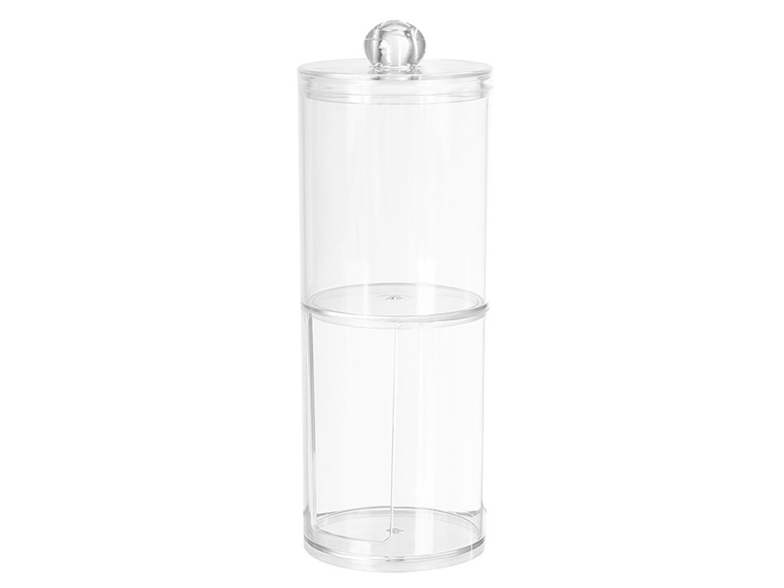 Organizador De Hisopos De Algodón De 2 Capas, Redondo, Transparente, De Plástico, Para Baño Y Dormitorio