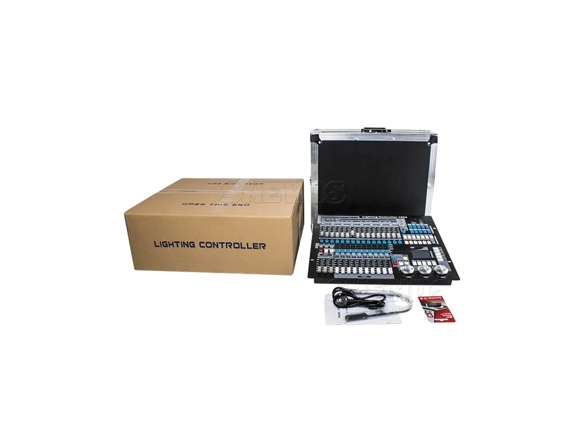 Controlador de iluminación de escenario, 1024 canales, instalación autónoma, fuente de alimentación de CA, caja de transporte de consola, conector I-Plug OEM