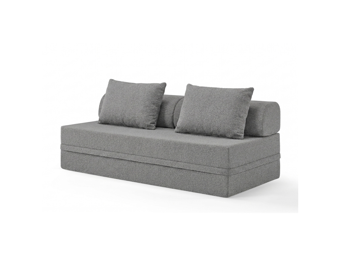 Sofá Modular 3 Lugares Convertible Bouclette Cinza Escuro