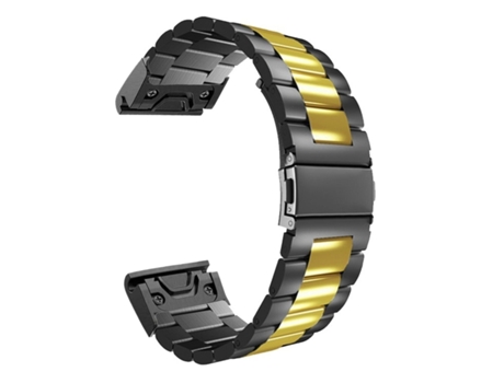 Correa Acero para Garmin Instinct Solar - Tactical Edition Negro y Dorado