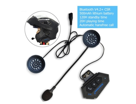Kit Manos Libres Casco Moto Bluetooth 4.1+EDR CSR8635 Intercomunicador Moto Bluetooth Negro