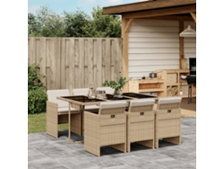 Juego de comedor de jardín de 7 piezas con cojines de mimbre beige de DKD Home Decor