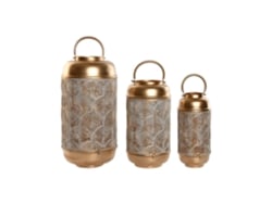 Set 3 Portavela Metal 39cm/33cm Dorado 25x25x49cm