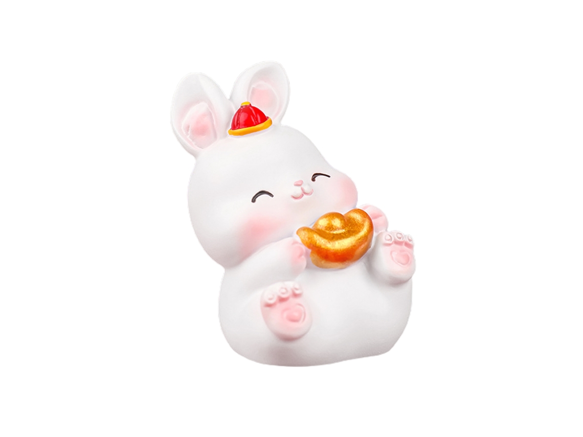 Adorno Jincai de estilo mini Mengtu Songfu del Conejo del Año del Zodiaco