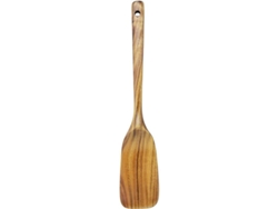 Espátula De Madera De Teca Natural Con Mango Largo - Hecha A Mano Para Sartenes Antiadherentes