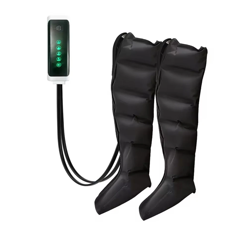 Masajeador Neumático De Piernas Y Pies (negro) Con Función De Amasado Y Control Remoto.