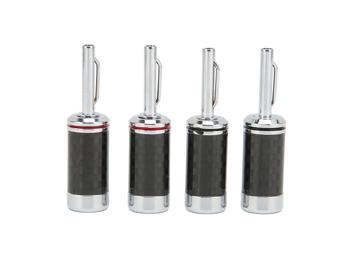 Conector Banana De Latón Cromado Con Fibra De Carbono Para Cable De Altavoz De 5 Mm, 4 Unidades.