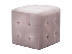 Juego de mesita de noche de dos piezas, 30x30x30 cm, terciopelo rosa, EXCLUSIVA MAISON