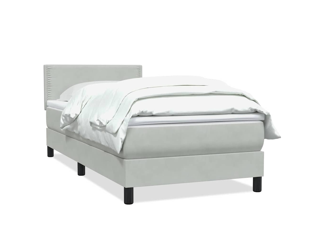 Maison Exclusive - Cama Box Spring Con Colchón Terciopelo Gris Claro 90x210 Cm